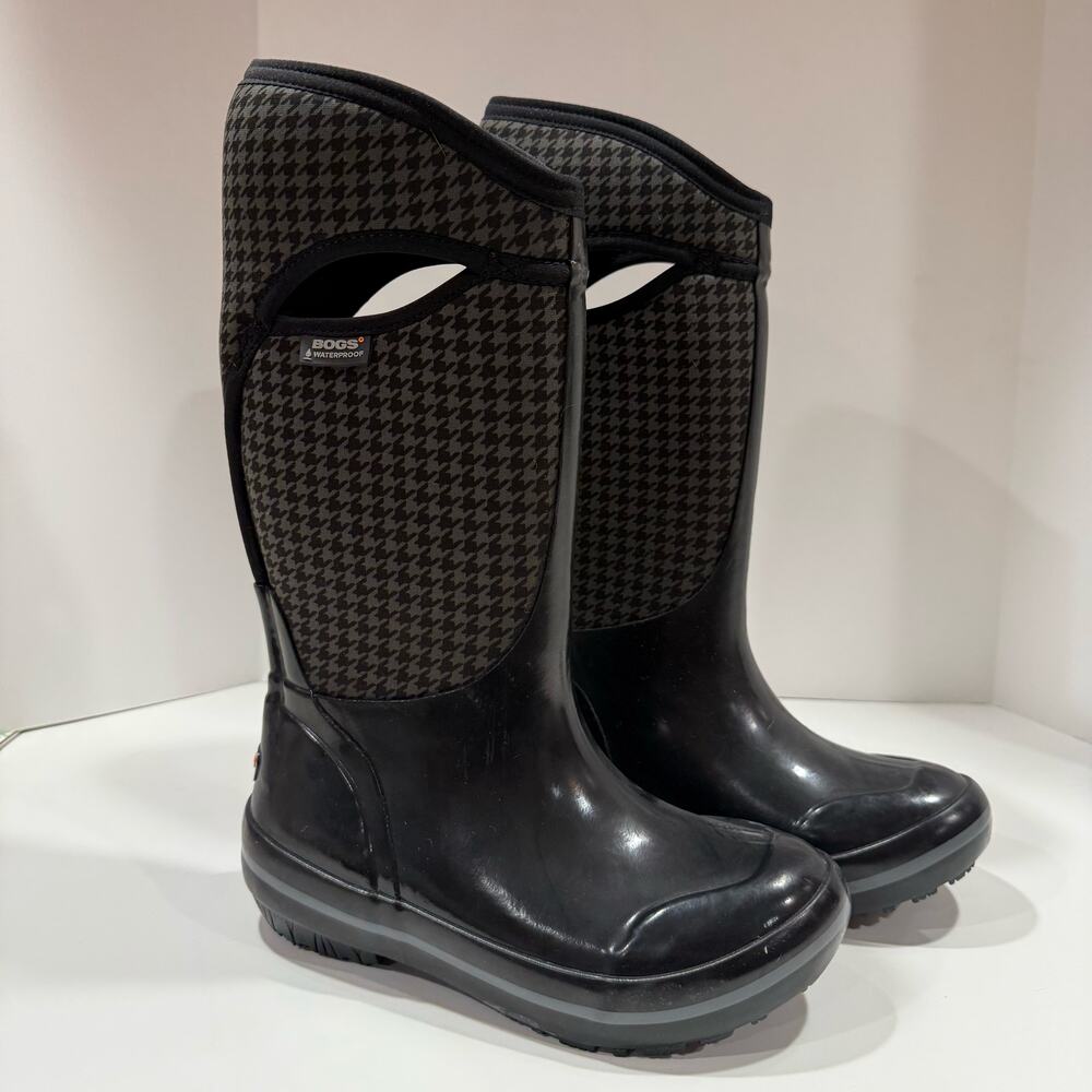 NWOB BOGS Plimsoll Houndstooth Waterproof Boots Women’s 6 EU 37 72030-001